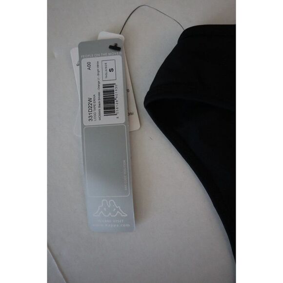 Kappa 331D22W Women's Sz S Black/Orange/White Logo Tape Erina Cropped Tank Top - Picture 3 of 6